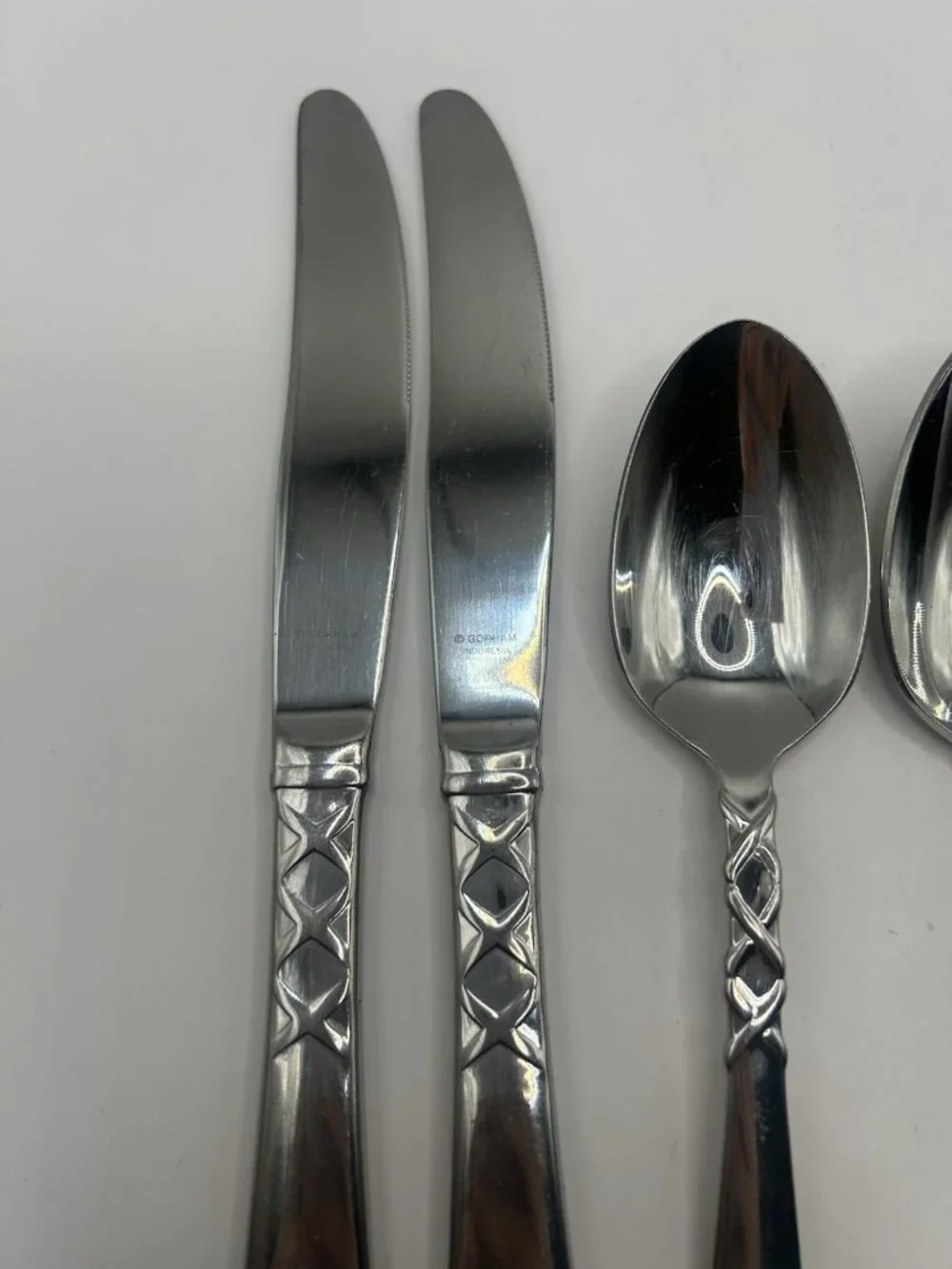 Gorham Ballet Ribbon Stainless Flatware 9 Pc Fork Spoon Knife Set Discontinued